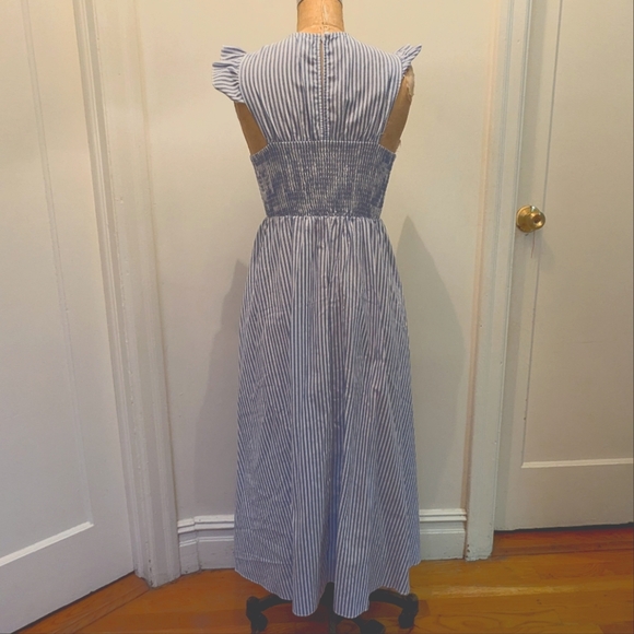 Blue and White Ruffle Sleeve Maxi Dress - Picture 4 of 4